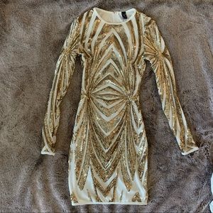 White and gold sequin dress